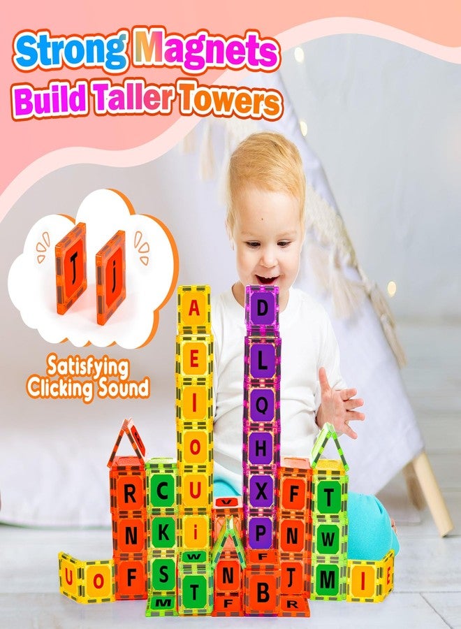 Windidi Magnetic Tiles Letters Toys, Alphabet Learning Toys for Toddlers 1-3 2-4 4-8, Classroom Must Have 48PCS Construction Toy, Toddler Games for Preschool Kids Spelling, Learning, Building, Educational Toy - Image 3
